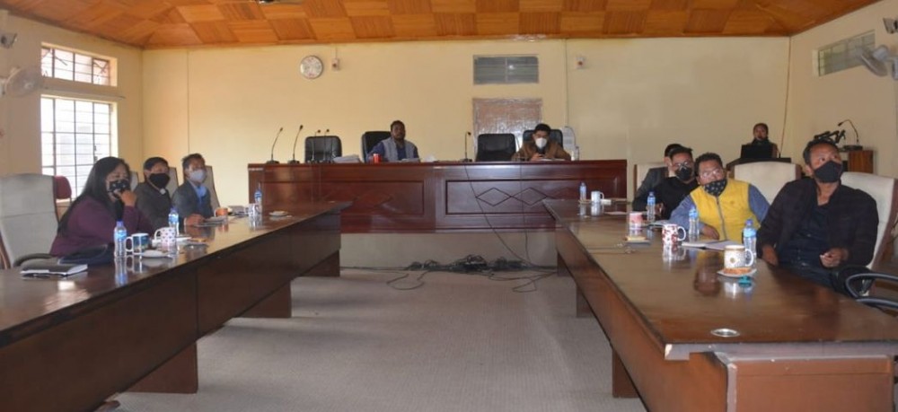 The Mon Childline Advisory Board (CAB) meeting in progress at the DC office conference room in Mon on February 2. (DIPR Photo)